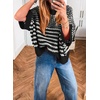 image:imageAcelitt Womens 34 Sleeve Striped Sweater TopsSXXLBlack