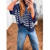 image:imageAcelitt Womens 34 Sleeve Striped Sweater TopsSXXLBlue