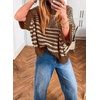 image:imageAcelitt Womens 34 Sleeve Striped Sweater TopsSXXLBrown