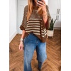 image:imageAcelitt Womens 34 Sleeve Striped Sweater TopsSXXLBrown