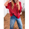 image:imageAcelitt Womens 34 Sleeve Striped Sweater TopsSXXLRed