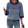 image:imageAcelitt Womens 34 Sleeve Striped Sweater TopsSXXLBlue
